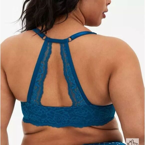 Torrid Women's Plus Size 44C Blue Push-Up Front-Close Bra Lace Back - Picture 2 of 10